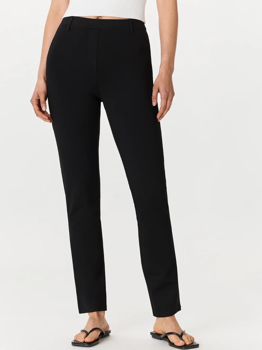 Quince Ultra-Stretch Ponte Black Straight-Leg Women's Pants